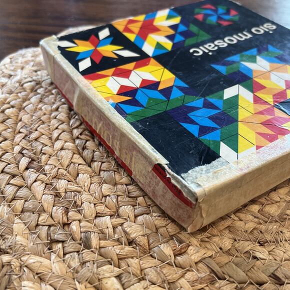 Vintage Wooden Sio Mosaic Puzzle Pieces & Box Creative Imagination Building - Picture 6 of 9